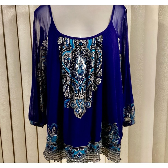 INC International Concepts Tops - Royal blue cold shoulder top 3X
